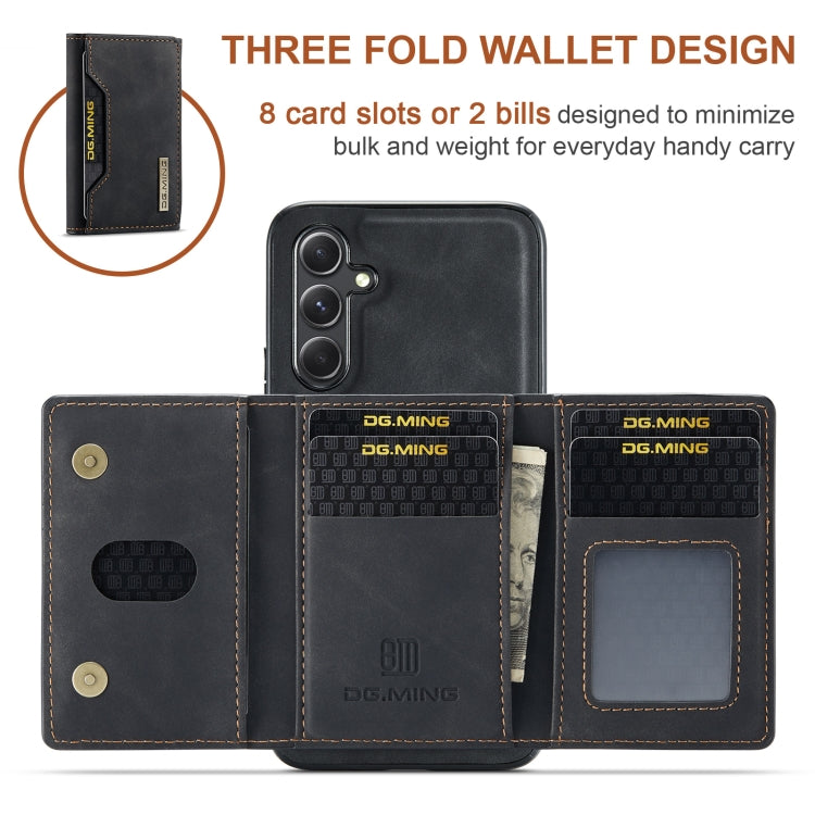 For Samsung Galaxy A35 5G DG.MING M2 Series 3-Fold Multi Card Bag + Magnetic Phone Case(Black)