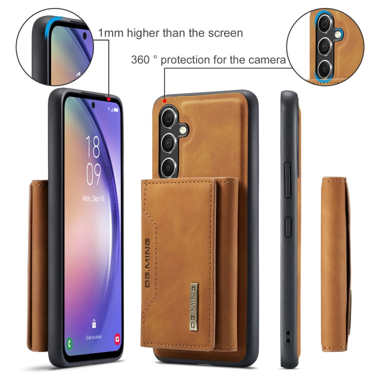 For Samsung Galaxy A35 5G DG.MING M2 Series 3-Fold Multi Card Bag + Magnetic Phone Case(Brown)