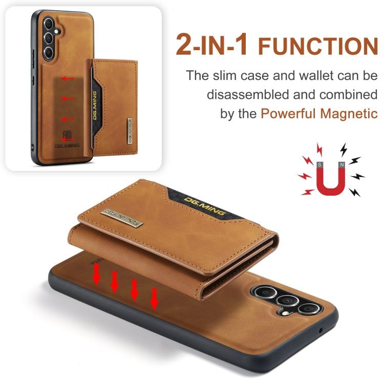 For Samsung Galaxy A35 5G DG.MING M2 Series 3-Fold Multi Card Bag + Magnetic Phone Case(Brown)