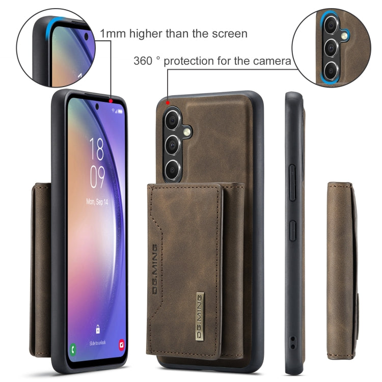 For Samsung Galaxy A35 5G DG.MING M2 Series 3-Fold Multi Card Bag + Magnetic Phone Case(Coffee)