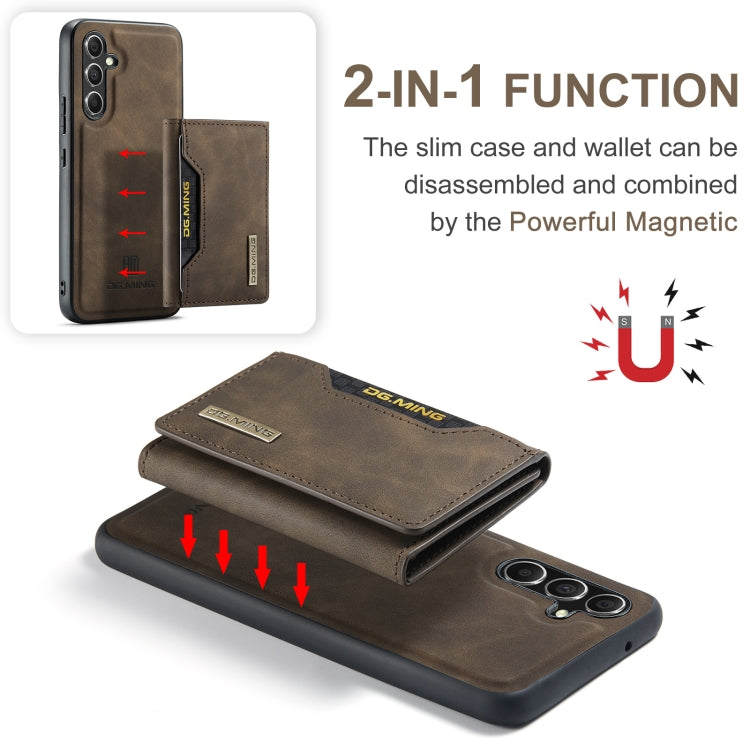 For Samsung Galaxy A35 5G DG.MING M2 Series 3-Fold Multi Card Bag + Magnetic Phone Case(Coffee)