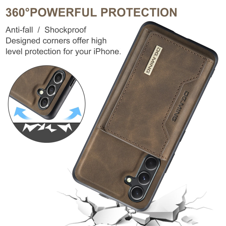 For Samsung Galaxy A35 5G DG.MING M2 Series 3-Fold Multi Card Bag + Magnetic Phone Case(Coffee)