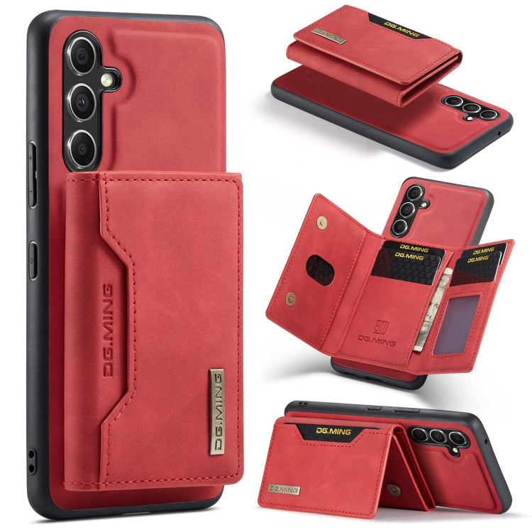 For Samsung Galaxy A35 5G DG.MING M2 Series 3-Fold Multi Card Bag + Magnetic Phone Case(Red)