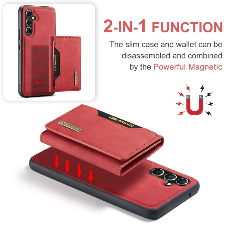 For Samsung Galaxy A35 5G DG.MING M2 Series 3-Fold Multi Card Bag + Magnetic Phone Case(Red)