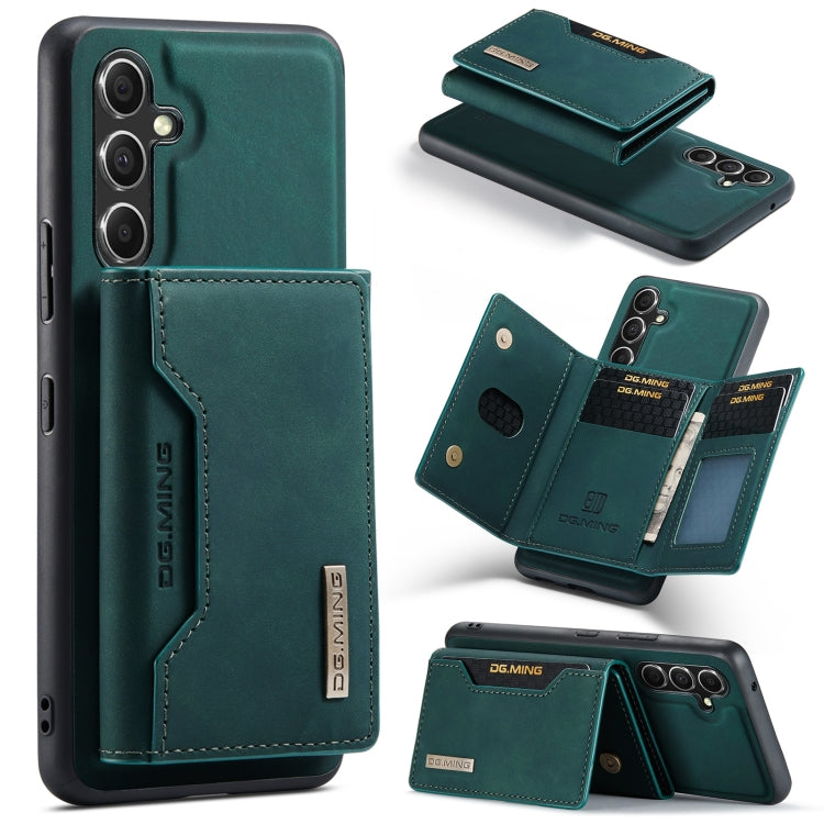 For Samsung Galaxy A35 5G DG.MING M2 Series 3-Fold Multi Card Bag + Magnetic Phone Case(Green)