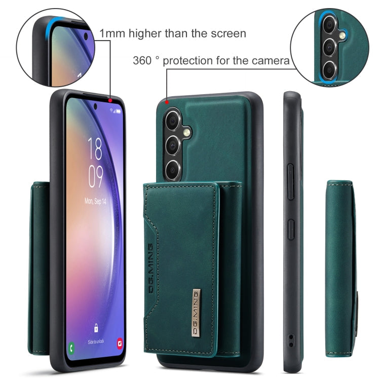 For Samsung Galaxy A35 5G DG.MING M2 Series 3-Fold Multi Card Bag + Magnetic Phone Case(Green)