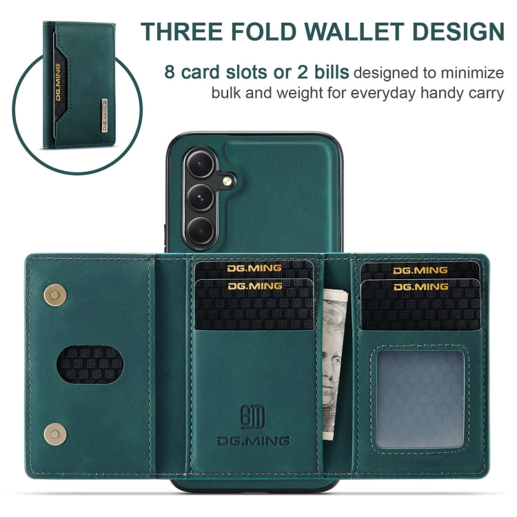 For Samsung Galaxy A35 5G DG.MING M2 Series 3-Fold Multi Card Bag + Magnetic Phone Case(Green)