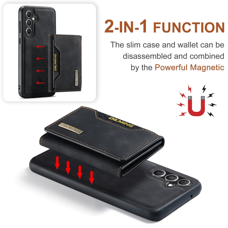 For Samsung Galaxy A55 5G DG.MING M2 Series 3-Fold Multi Card Bag + Magnetic Phone Case(Black)