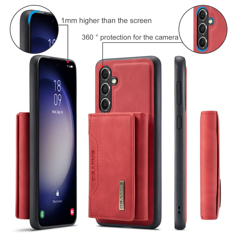For Samsung Galaxy A55 5G DG.MING M2 Series 3-Fold Multi Card Bag + Magnetic Phone Case(Red)