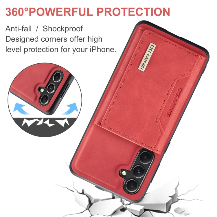 For Samsung Galaxy A55 5G DG.MING M2 Series 3-Fold Multi Card Bag + Magnetic Phone Case(Red)