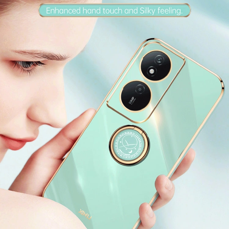 For Honor Play 50 Plus 5G XINLI Straight Edge 6D Electroplate TPU Phone Case with Ring Holder(Hawthorn Red)