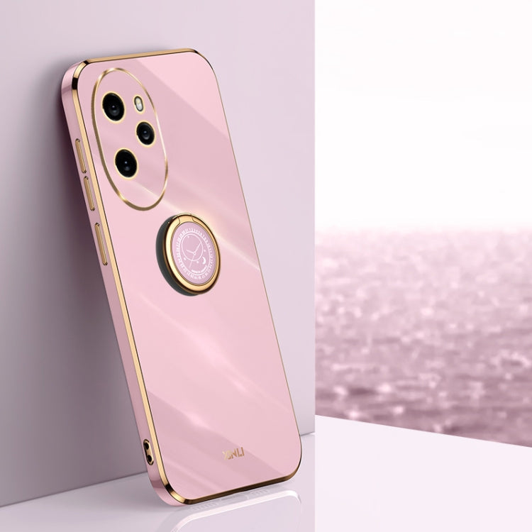 For Honor 100 Pro XINLI Straight Edge 6D Electroplate TPU Phone Case with Ring Holder(Cherry Purple)