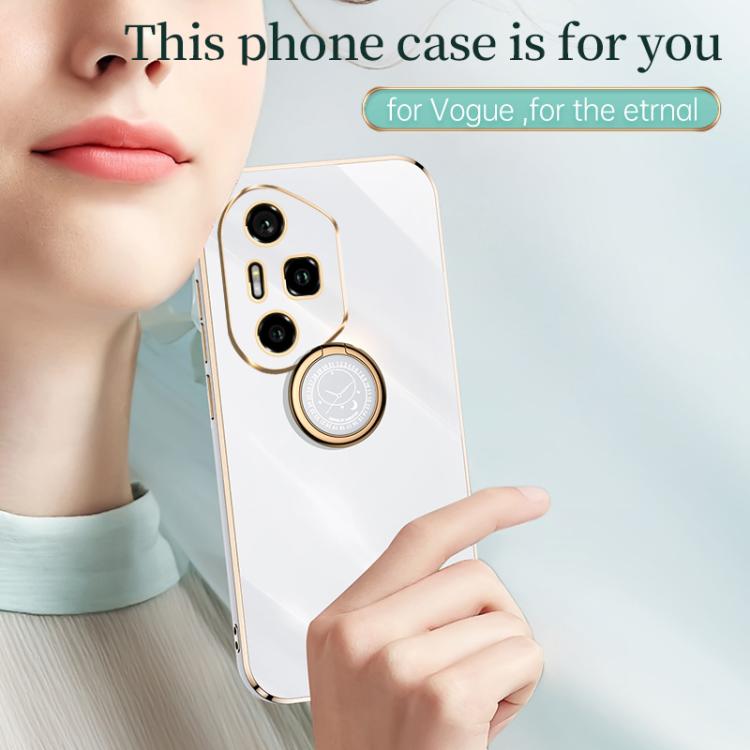 For Honor 300 Pro XINLI Straight Edge 6D Electroplate TPU Phone Case with Ring Holder(Hawthorn Red)