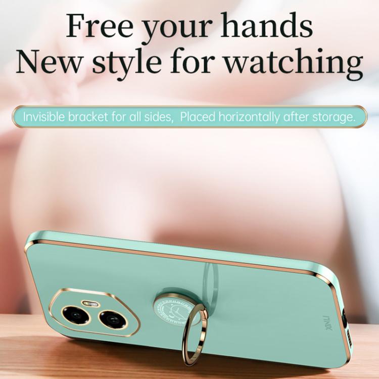 For Honor 300 XINLI Straight Edge 6D Electroplate TPU Phone Case with Ring Holder(Celestial Blue)