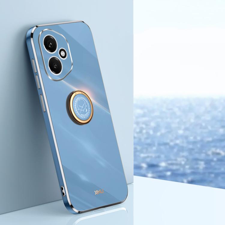 For Honor 400 Global 156.5mm XINLI Straight Edge 6D Electroplate TPU Phone Case with Ring Holder(Celestial Blue)
