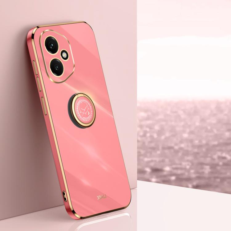 For Honor 400 Global 156.5mm XINLI Straight Edge 6D Electroplate TPU Phone Case with Ring Holder(Hawthorn Red)
