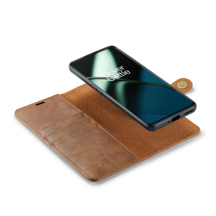 For OnePlus 11 DG.MING Crazy Horse Texture Detachable Magnetic Leather Case(Brown)