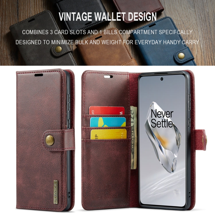 For OnePlus 12 DG.MING Crazy Horse Texture Detachable Magnetic Leather Case(Red)