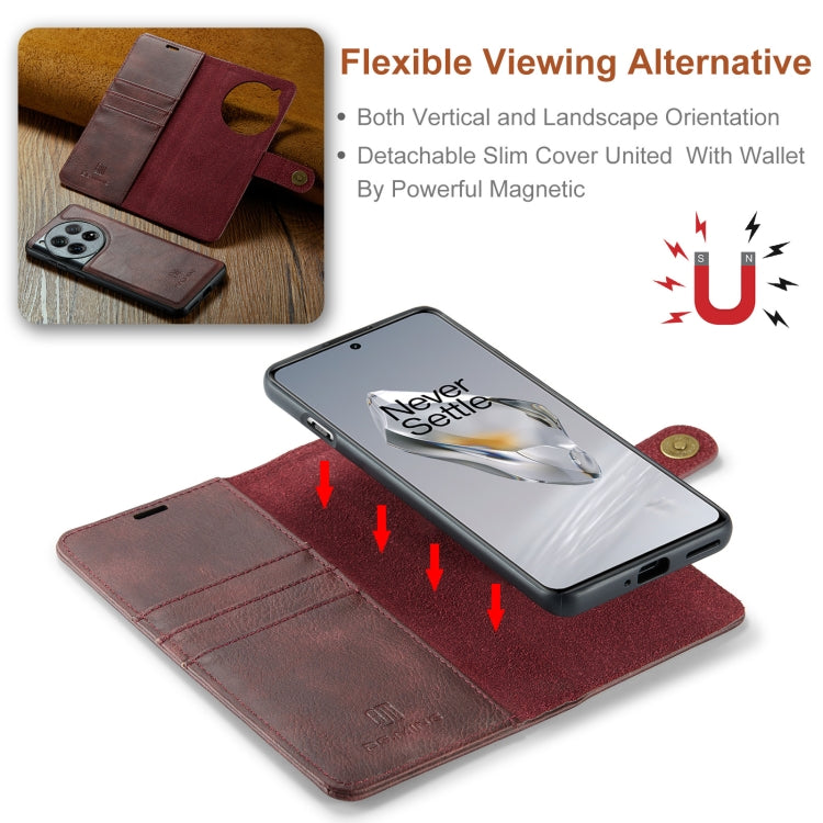For OnePlus 12 DG.MING Crazy Horse Texture Detachable Magnetic Leather Case(Red)
