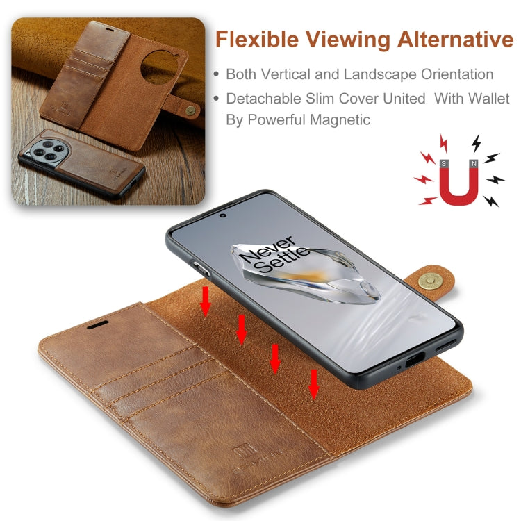 For OnePlus 12 DG.MING Crazy Horse Texture Detachable Magnetic Leather Case(Brown)