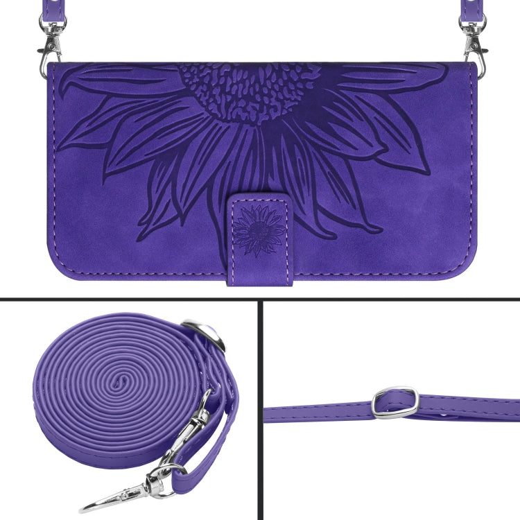 Skin Feel Sun Flower Embossed Flip Leather Phone Case with Lanyard, For Xiaomi Redmi 12 4G Global, For Xiaomi Poco F5