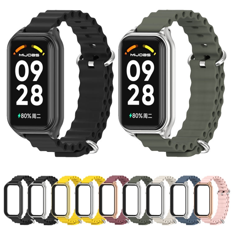 Mijobs Metal Shell Ocean Silicone Watch Band, For Xiaomi Smart Band 8 Active / Redmi Band 2