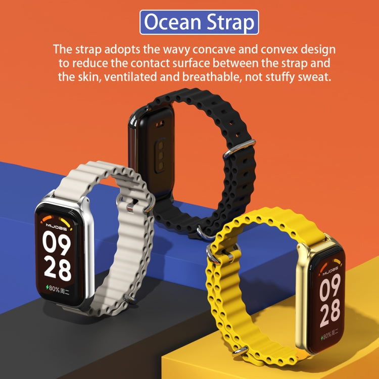 Mijobs Metal Shell Ocean Silicone Watch Band, For Xiaomi Smart Band 8 Active / Redmi Band 2