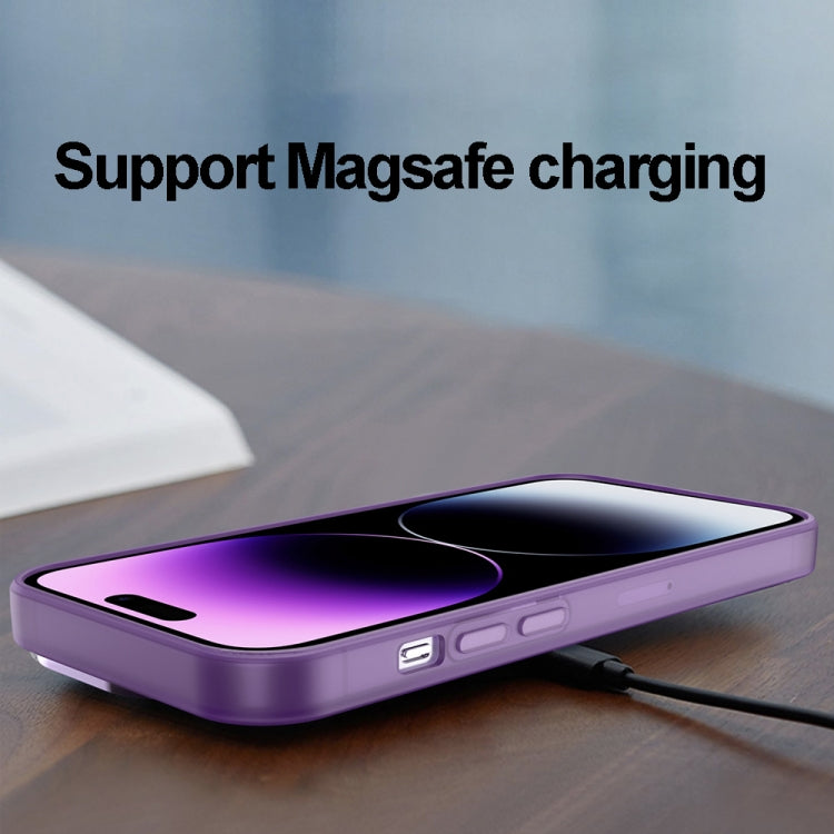 For iPhone 15 Pro Max Invisible Lens Bracket Matte Transparent MagSafe Phone Case(Dark Green)