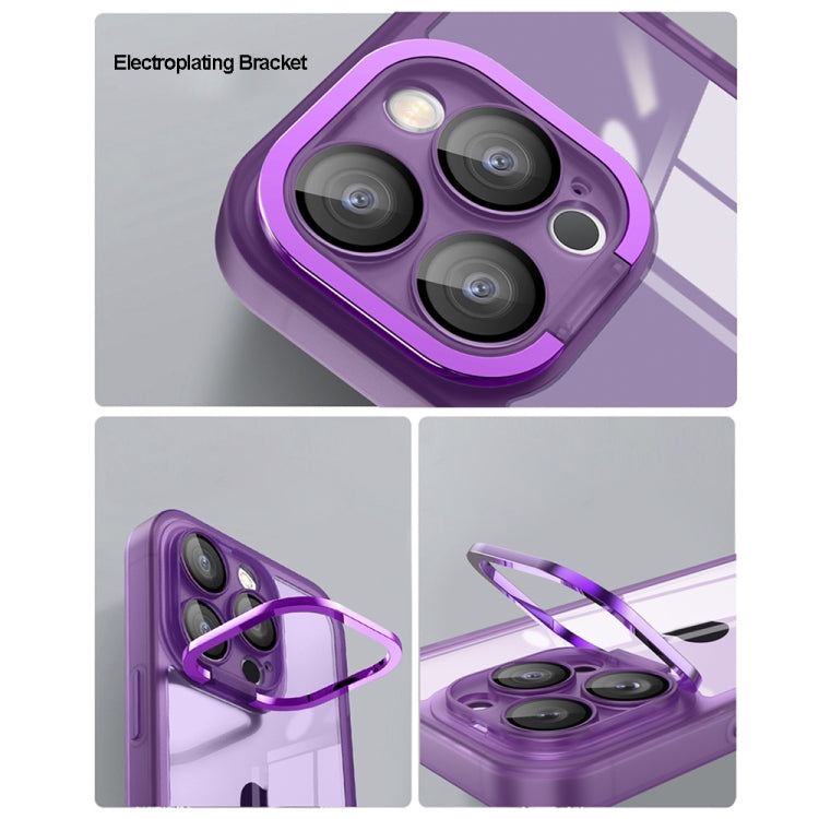 For iPhone 14 Plus Invisible Lens Bracket Matte Transparent Phone Case(Black)