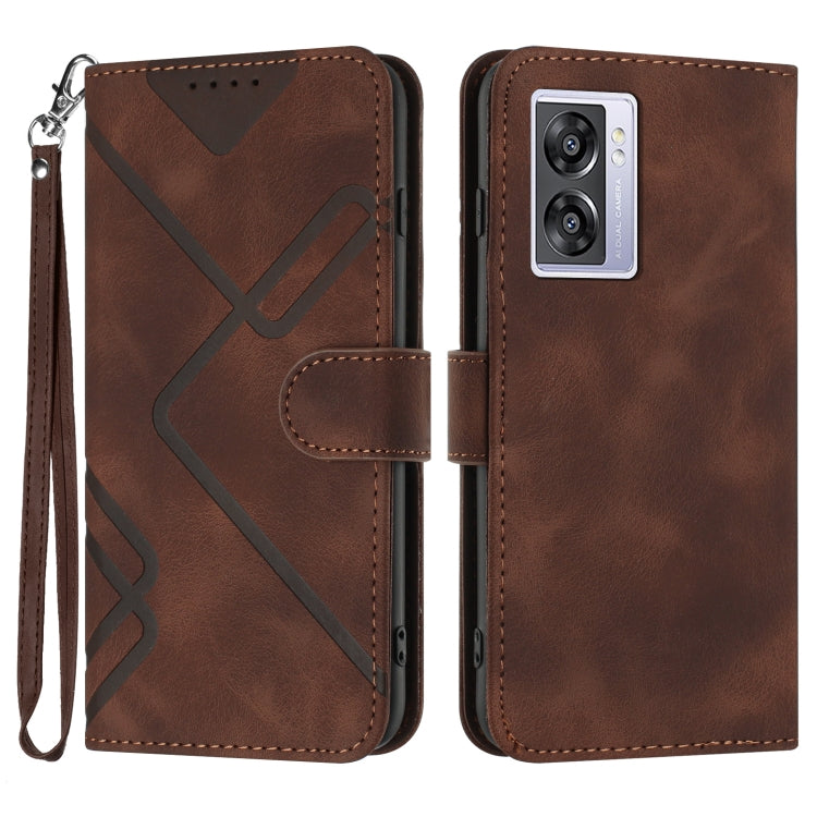 Line Pattern Skin Feel Leather Phone Case, For Realme 10 Pro, For Realme 10 Pro+, For Realme 10 4G, For Realme V23