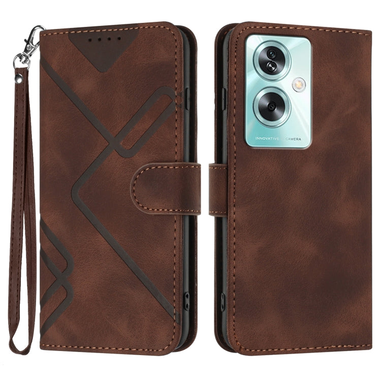 Line Pattern Skin Feel Leather Phone Case, For OPPO A79 5G
