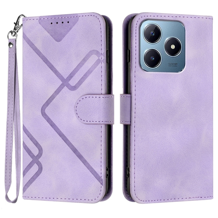 Line Pattern Skin Feel Leather Phone Case, For Realme GT 6 / GT 6T, For Realme C63 / C61 Global, For Realme  12 Lite / C67 4G Global, For Realme GT5 Pro