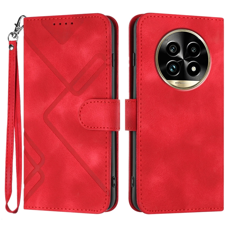Line Pattern Skin Feel Leather Phone Case, For Realme 14x Global, For Realme C75 Global, For Realme GT7 Pro, For Realme 13 Pro / 13 Pro+ Global