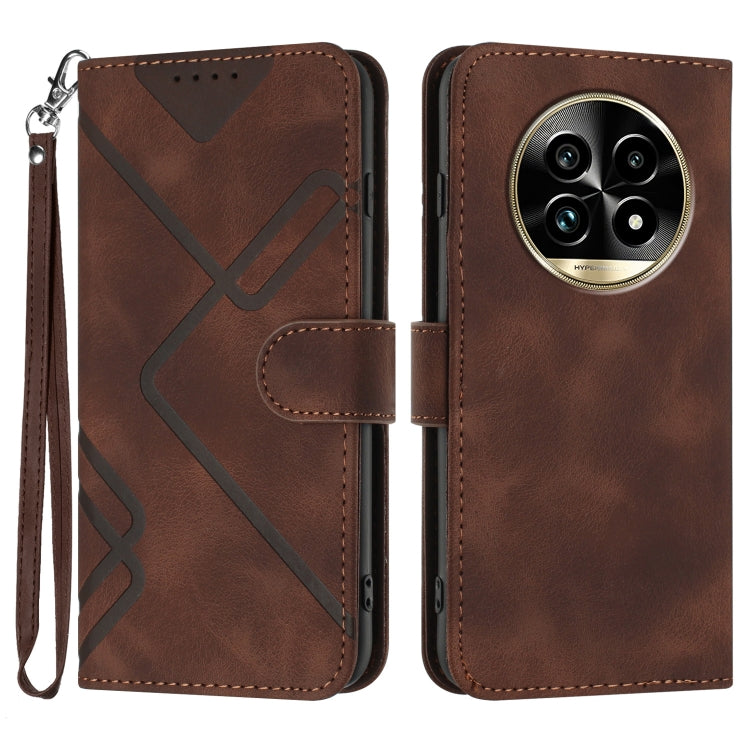 Line Pattern Skin Feel Leather Phone Case, For Realme 14x Global, For Realme C75 Global, For Realme GT7 Pro, For Realme 13 Pro / 13 Pro+ Global