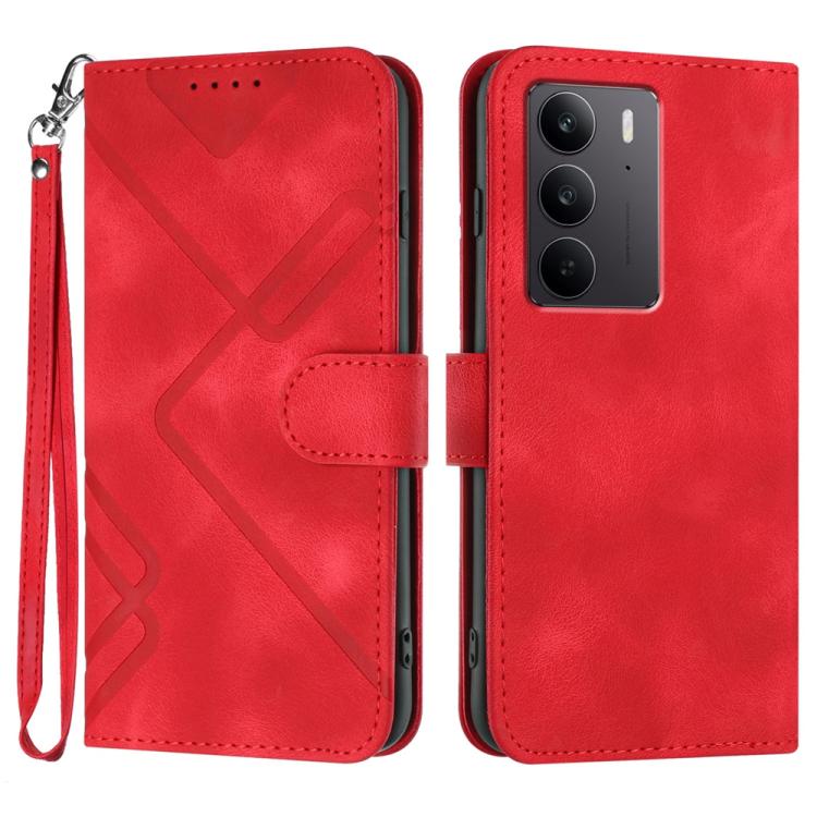 Line Pattern Skin Feel Leather Phone Case, For Realme 14x Global, For Realme C75 Global, For Realme GT7 Pro, For Realme 13 Pro / 13 Pro+ Global