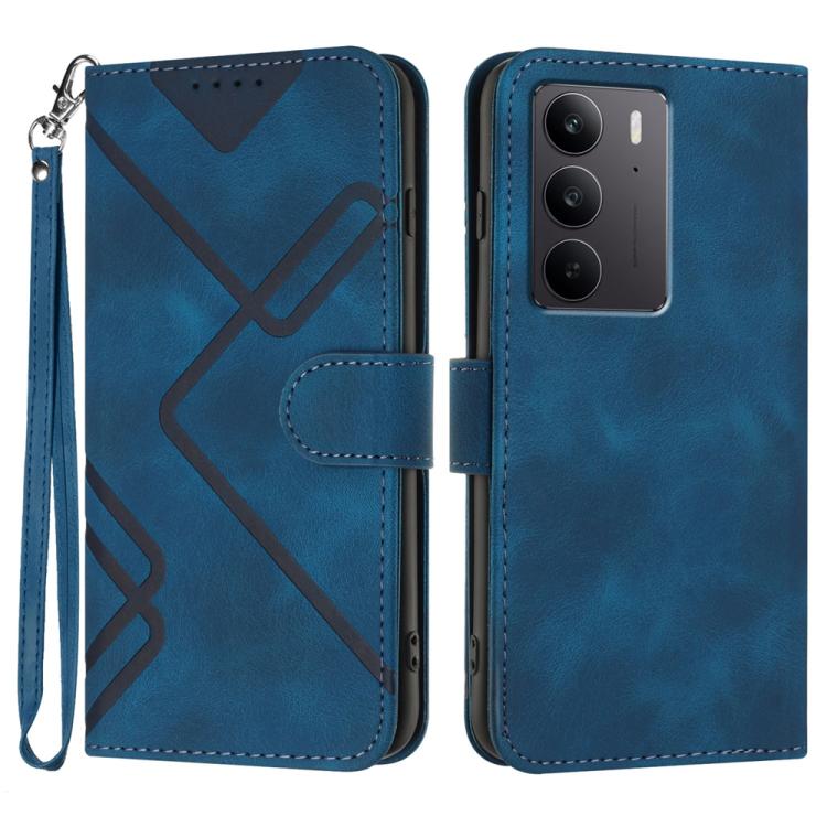 Line Pattern Skin Feel Leather Phone Case, For Realme 14x Global, For Realme C75 Global, For Realme GT7 Pro, For Realme 13 Pro / 13 Pro+ Global