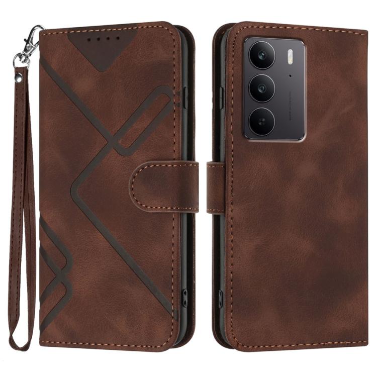Line Pattern Skin Feel Leather Phone Case, For Realme 14x Global, For Realme C75 Global, For Realme GT7 Pro, For Realme 13 Pro / 13 Pro+ Global