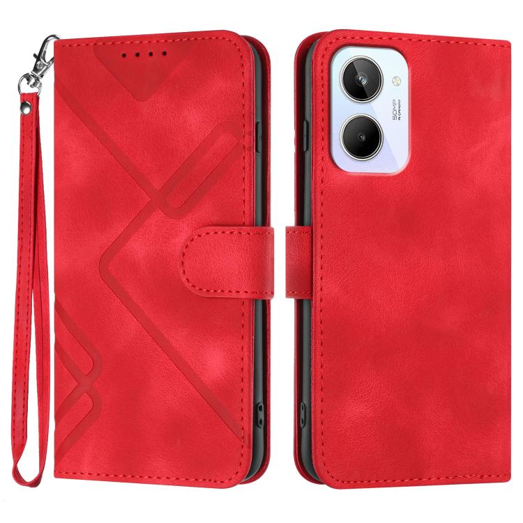 Line Pattern Skin Feel Leather Phone Case, For Realme 10 Pro, For Realme 10 Pro+, For Realme 10 4G, For Realme V23