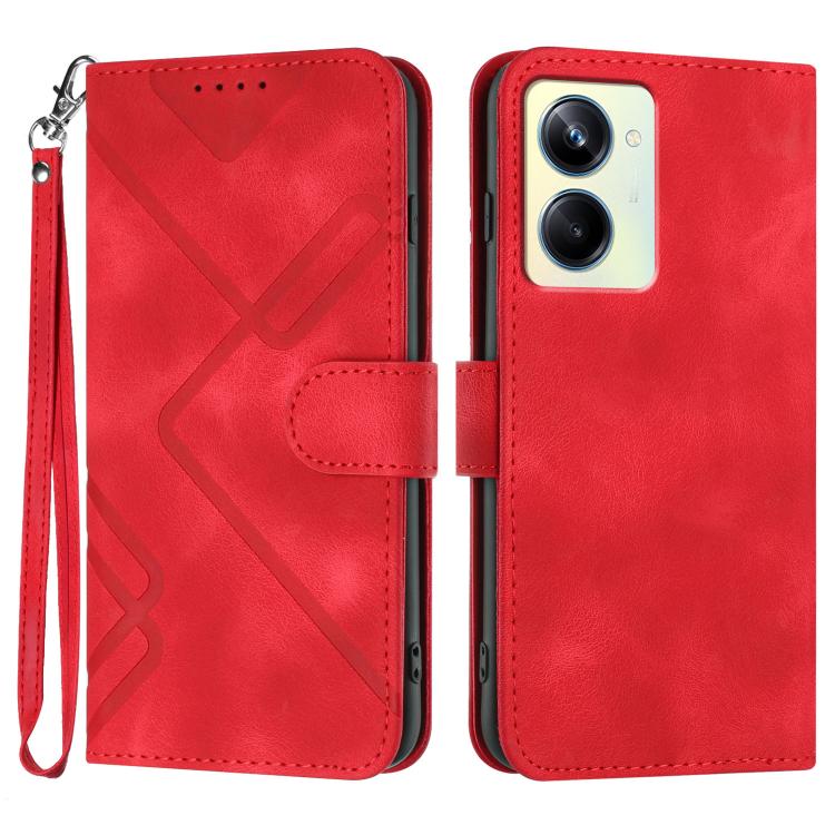 Line Pattern Skin Feel Leather Phone Case, For Realme 10 Pro, For Realme 10 Pro+, For Realme 10 4G, For Realme V23