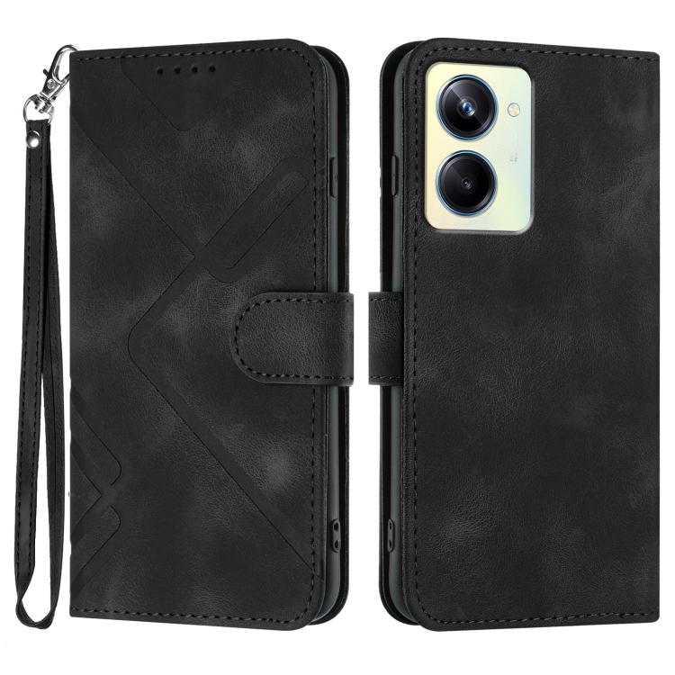 Line Pattern Skin Feel Leather Phone Case, For Realme 10 Pro, For Realme 10 Pro+, For Realme 10 4G, For Realme V23