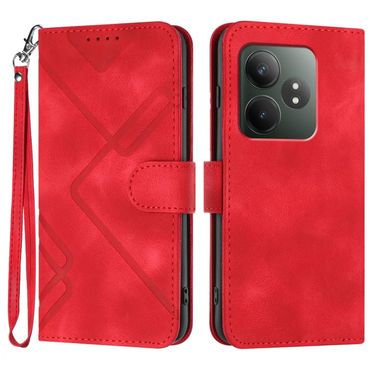 Line Pattern Skin Feel Leather Phone Case, For Realme GT 6 / GT 6T, For Realme C63 / C61 Global, For Realme  12 Lite / C67 4G Global, For Realme GT5 Pro