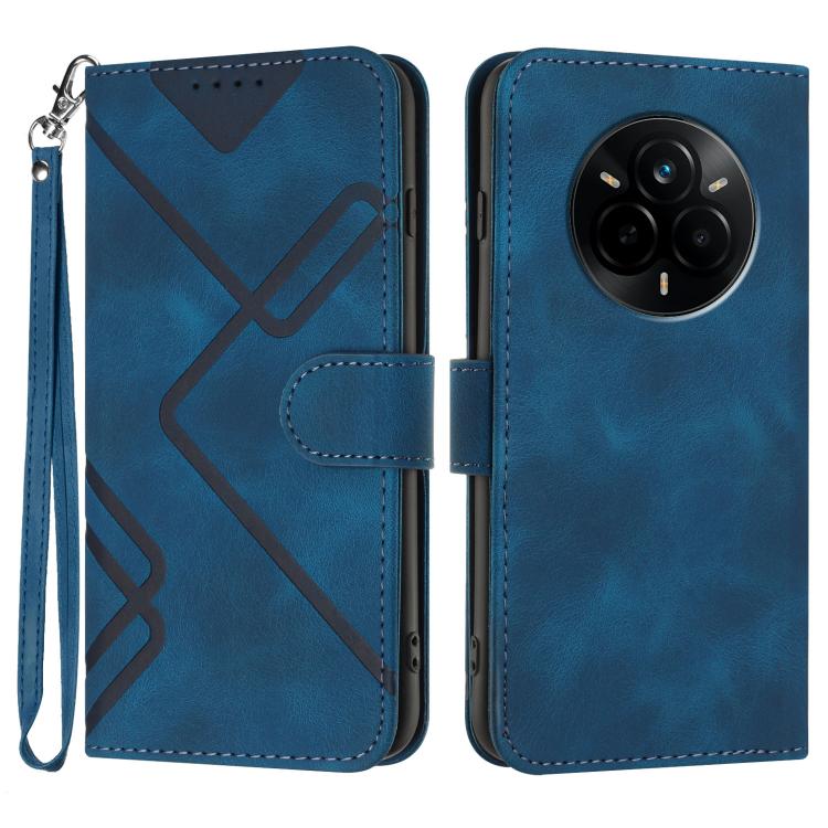 Line Pattern Skin Feel Leather Phone Case, For Realme P3 Ultra 5G, For Realme P3 Pro, For Realme 14 Pro+, For Realme 14 Pro