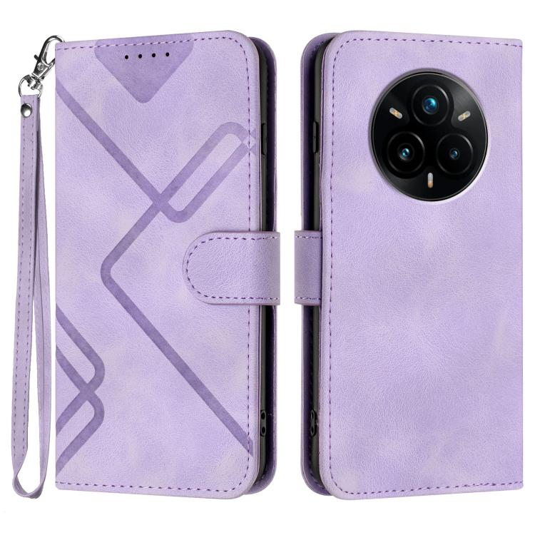 Line Pattern Skin Feel Leather Phone Case, For Realme P3 Ultra 5G, For Realme P3 Pro, For Realme 14 Pro+, For Realme 14 Pro