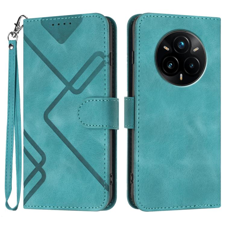 Line Pattern Skin Feel Leather Phone Case, For Realme P3 Ultra 5G, For Realme P3 Pro, For Realme 14 Pro+, For Realme 14 Pro