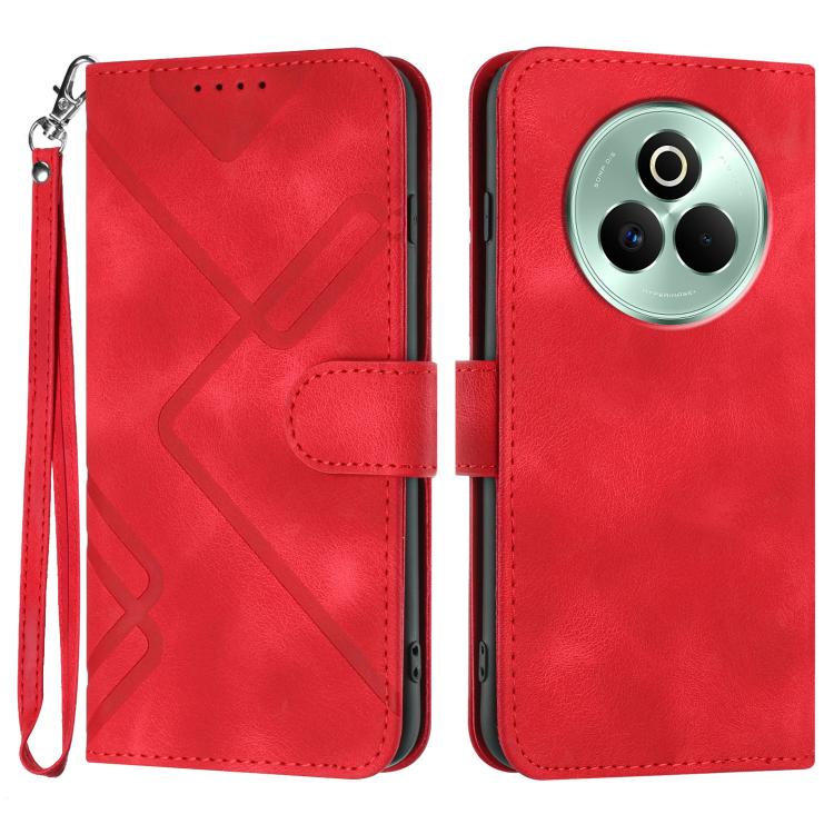 Line Pattern Skin Feel Leather Phone Case, For Realme P3 Ultra 5G, For Realme P3 Pro, For Realme 14 Pro+, For Realme 14 Pro