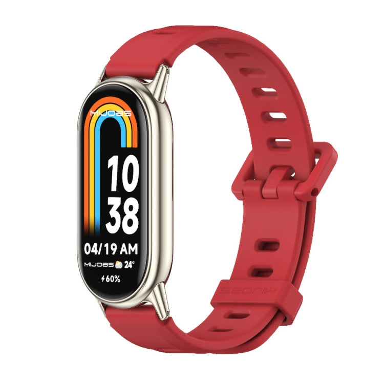 Mijobs Flat Hole Breathable Silicone Watch Band, For Xiaomi Smart Band 10 / 9 / 8