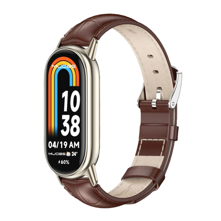 Mijobs Genuine Leather Watch Band, For Xiaomi Smart Band 10 / 9 / 8