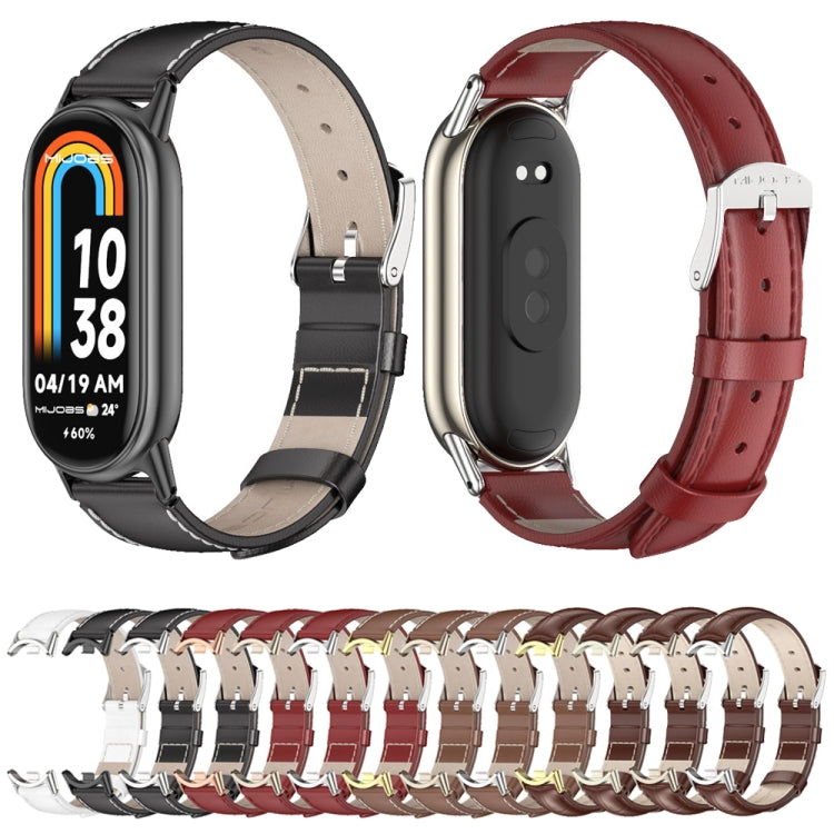 Mijobs Genuine Leather Watch Band, For Xiaomi Smart Band 10 / 9 / 8