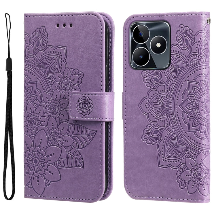 Seven-petal Flowers Embossing Leather Phone Case, For Realme C67 / 11 5G Taiwan Version, For Realme 11 4G Global, For Realme C53 / Narzo N53, For Realme 11