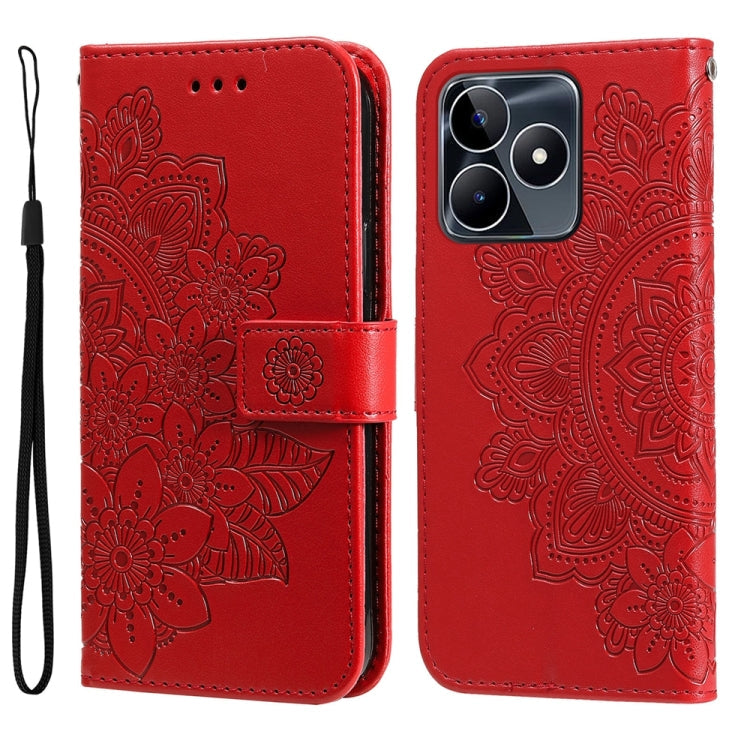 Seven-petal Flowers Embossing Leather Phone Case, For Realme C67 / 11 5G Taiwan Version, For Realme 11 4G Global, For Realme C53 / Narzo N53, For Realme 11